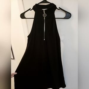 Silence + Noise black midi dress high neck w/ zipper, sleek & sexy Size Small